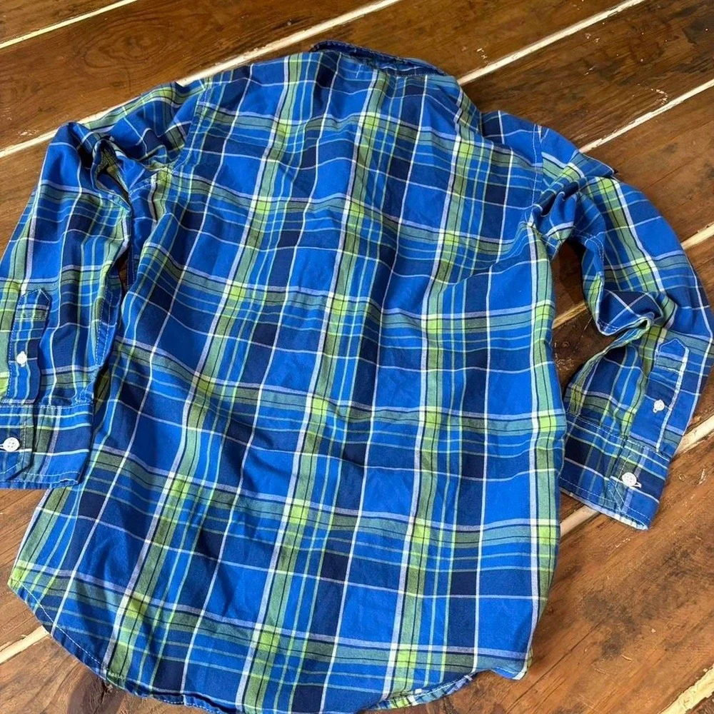 Old Navy Blue With Green And White Long Sleeve  Regular Standard Button Up 10/12